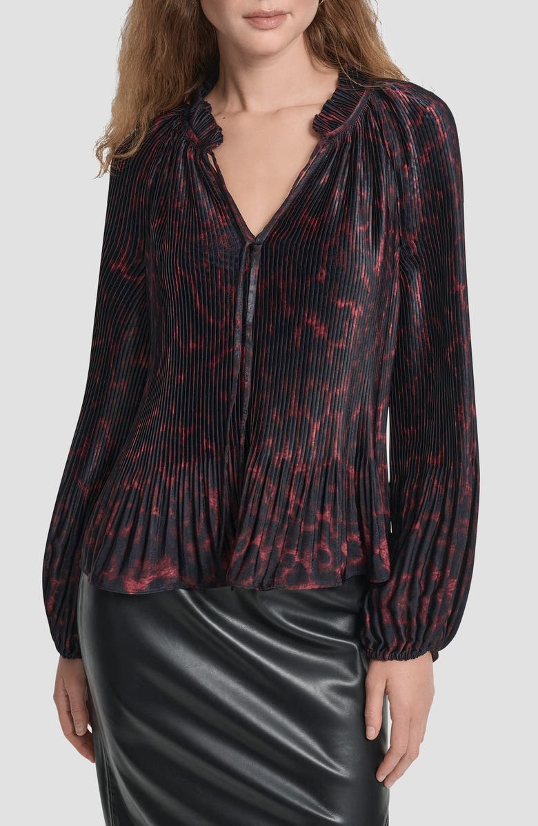 DKNY Print Pleated Top, Main, color, 