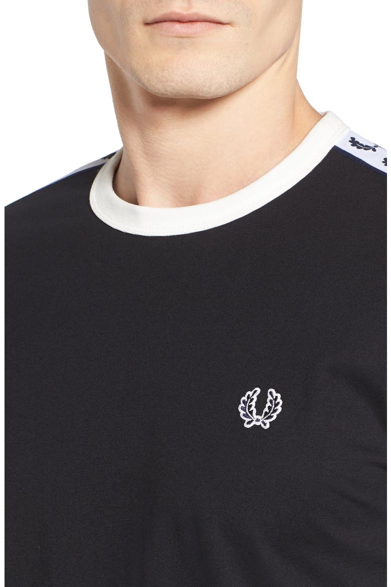 Extra Trim Fit Cotton Ringer T-Shirt, Alternate, color, BLACK