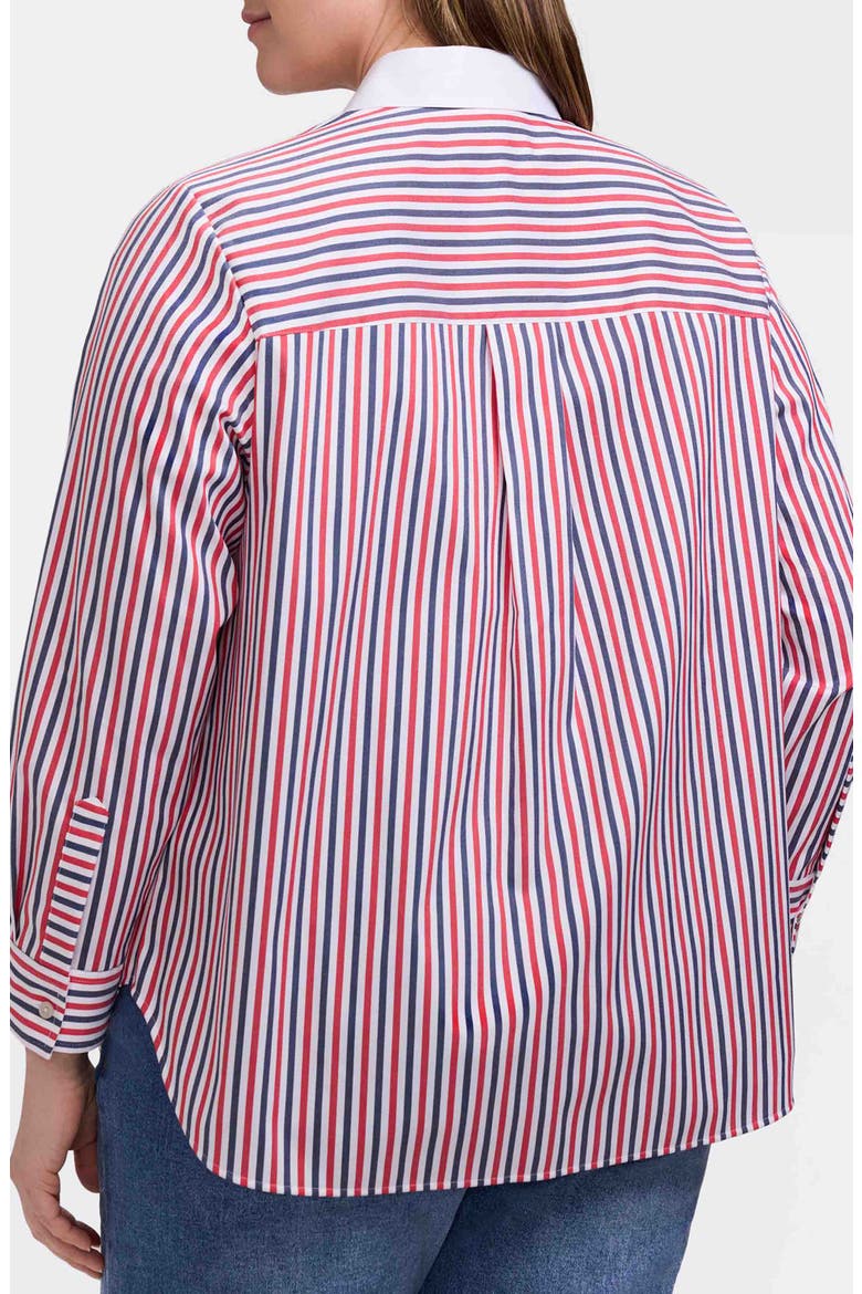 Stripe Boyfriend Button-Up Shirt, Alternate, color, NAVY BLUE/ RED