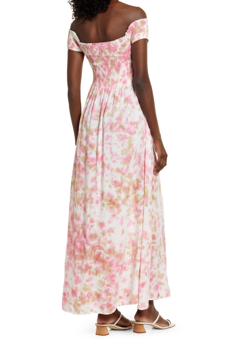 Leia Off the Shoulder Maxi Dress, Alternate, color, PINK MULTI