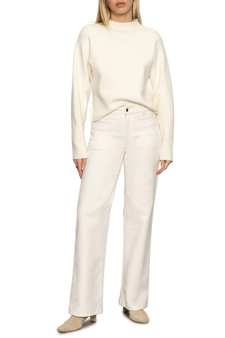 Marine Patch Pocket Stretch Cotton Corduroy Pants, Alternate, color, CHALK