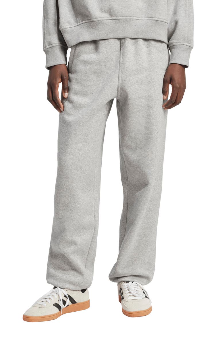 Essentials Trefoil Lifestyle Fleece Sweatpants, Main, color, MGREYH
