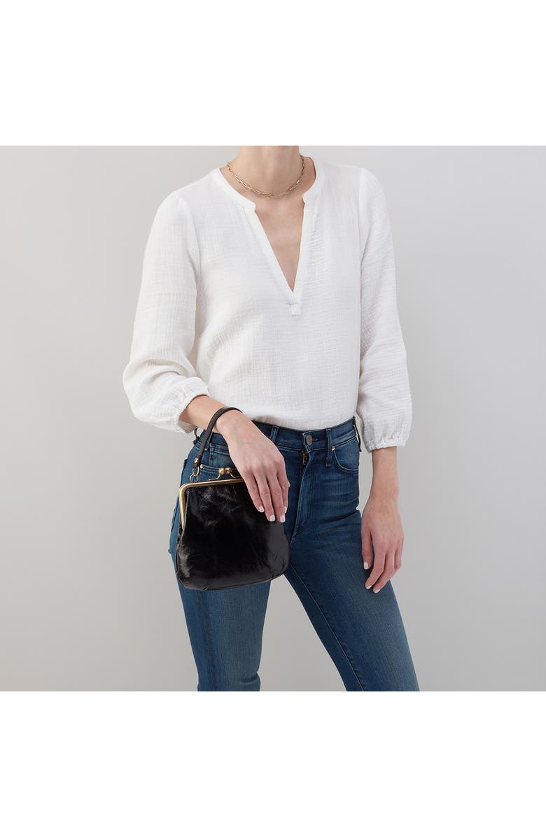 HOBO Alba Leather Frame Crossbody Bag, Alternate, color, Black