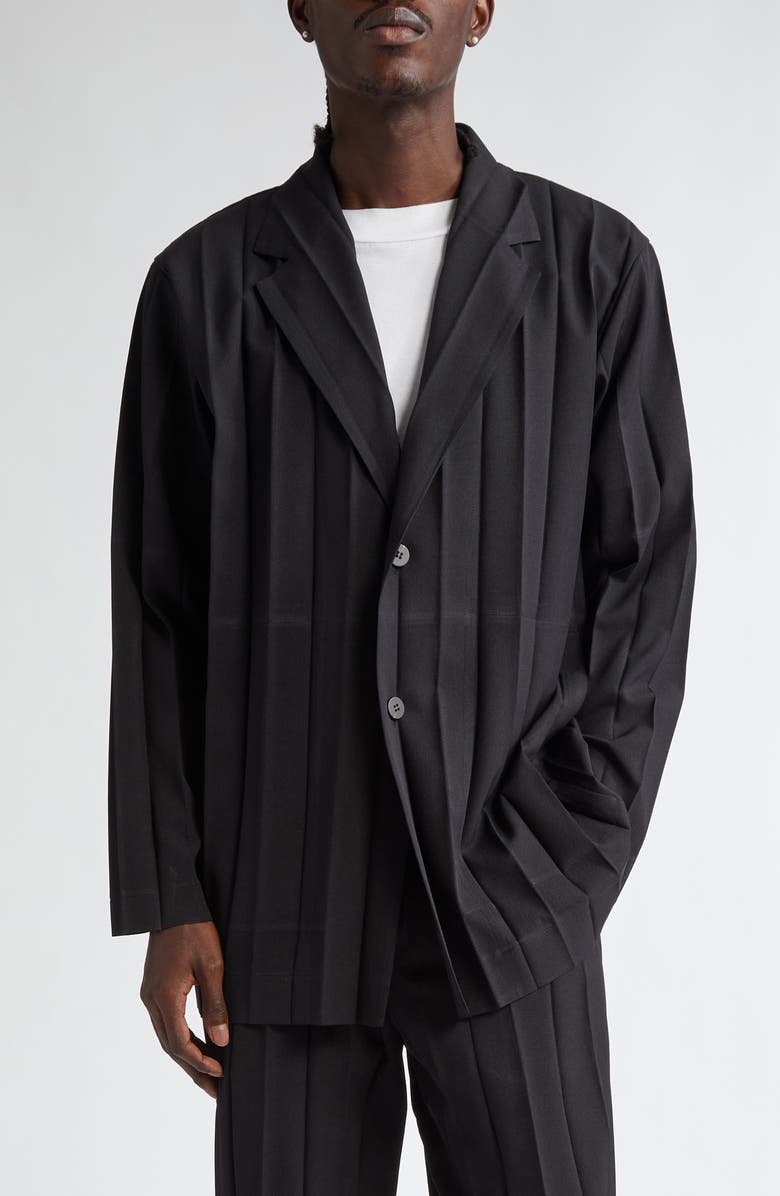 Homme Plissé Issey Miyake Edge Ensemble Pleated Single Breasted Blazer, Main, color, 