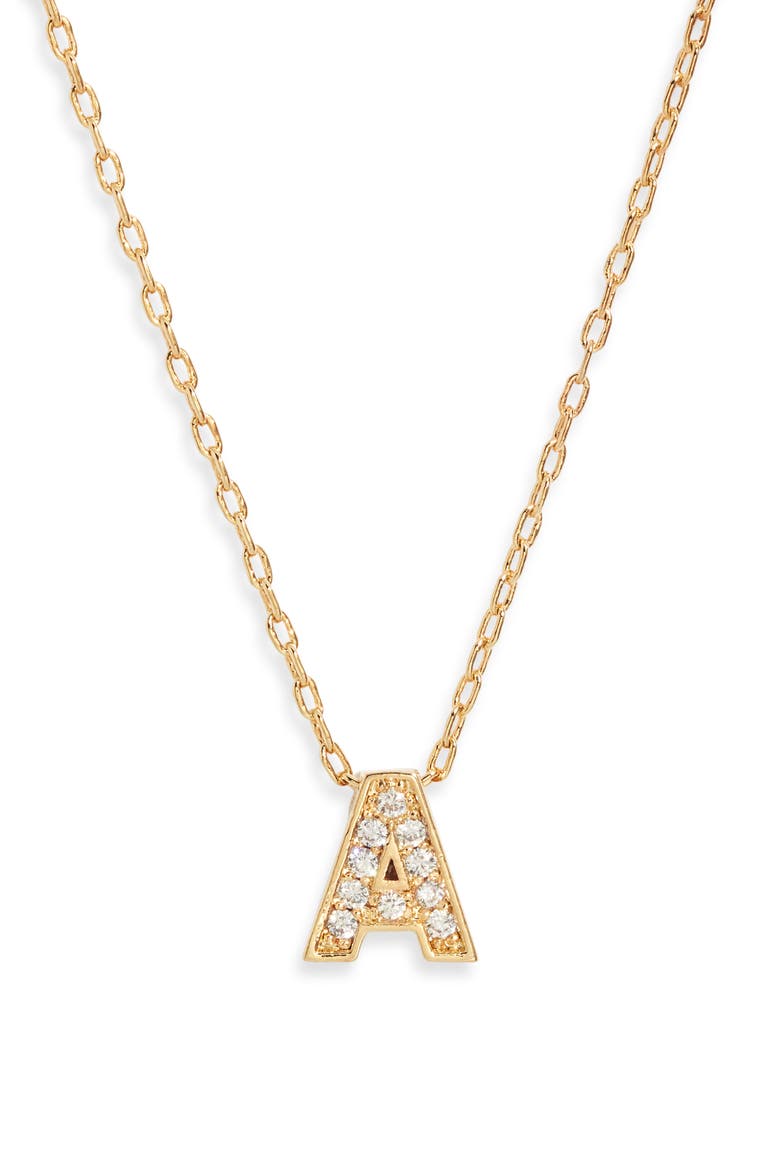 Pavé Cubic Zirconia Initial Necklace, Alternate, color, A- CLEAR- GOLD