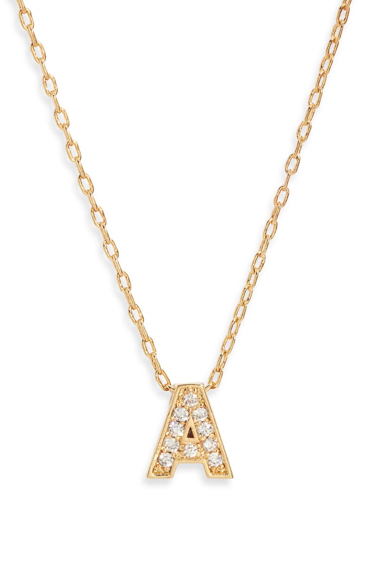 Nordstrom Pavé Cubic Zirconia Initial Necklace, Alternate, color, A- Clear- Gold