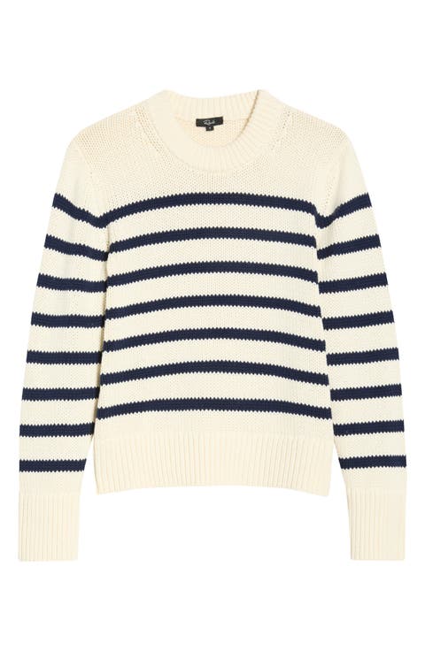 Alise Stripe Crewneck Cotton Sweater