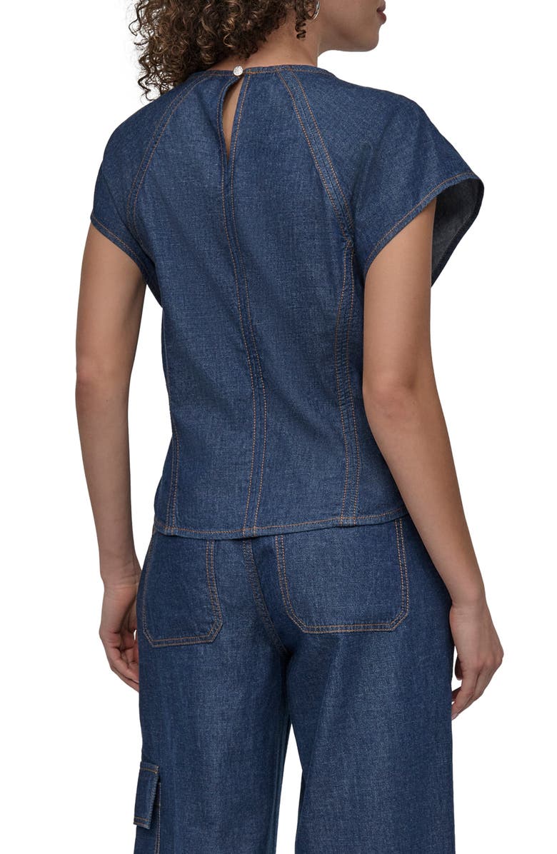 DKNY Seamed Denim Top, Alternate, color, Crosby Wash