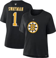 FANATICS Women's Fanatics Jeremy Swayman Black Boston Bruins Authentic Stack Name & Number T-Shirt