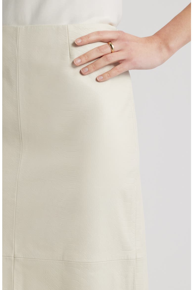 Croc Embossed Leather Pencil Midi Skirt, Alternate, color, IVORY TOFU