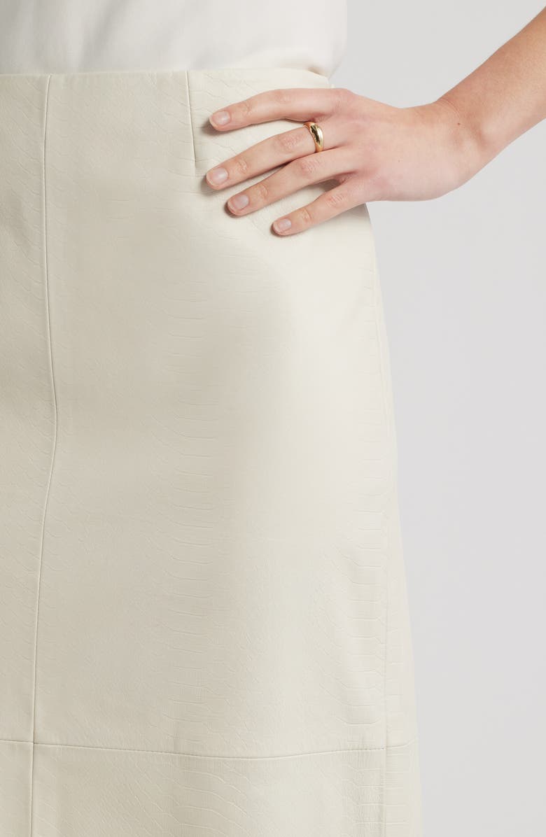 Nordstrom Croc Embossed Leather Pencil Midi Skirt, Alternate, color, Ivory Tofu