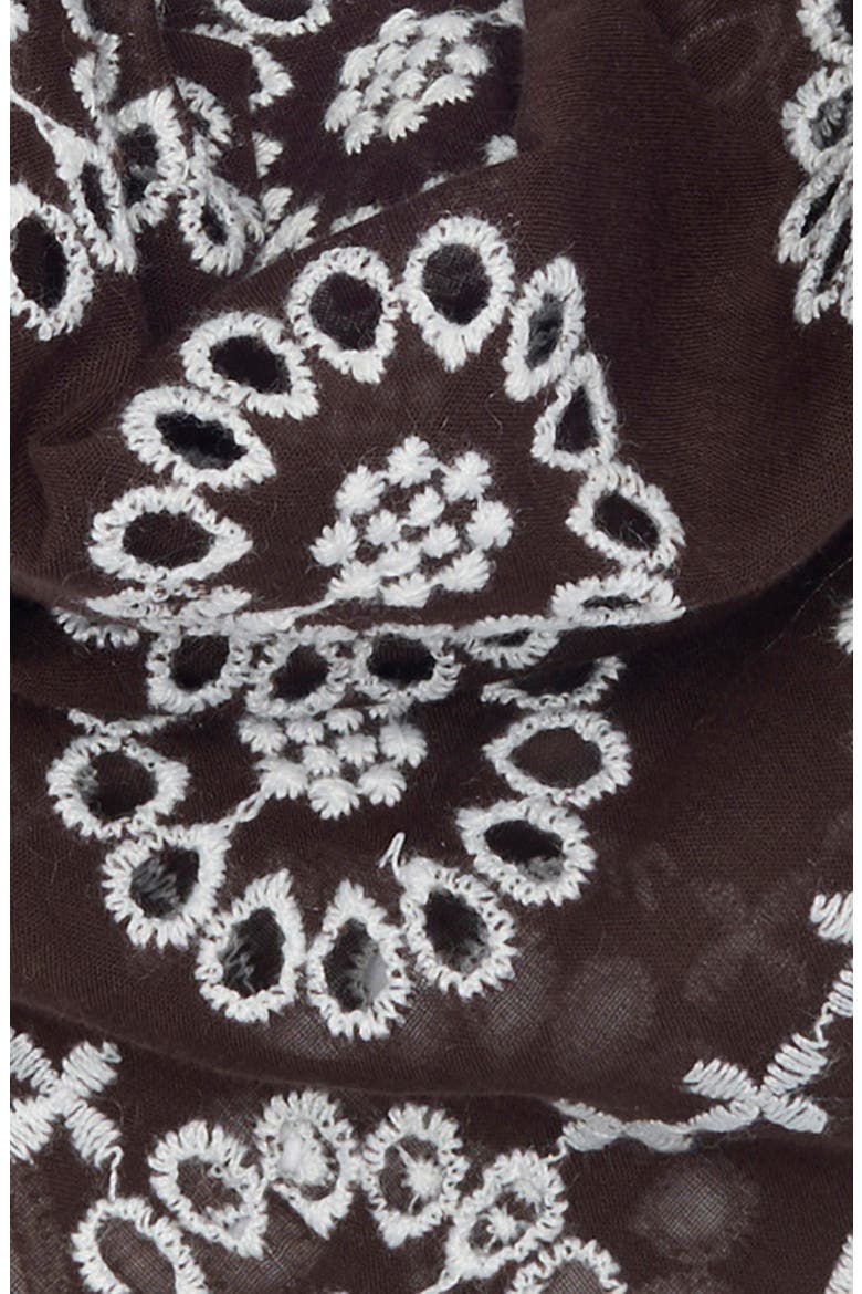 Embroidered Floral Eyelet Organic Cotton Bandana, Alternate, color, DARK BROWN
