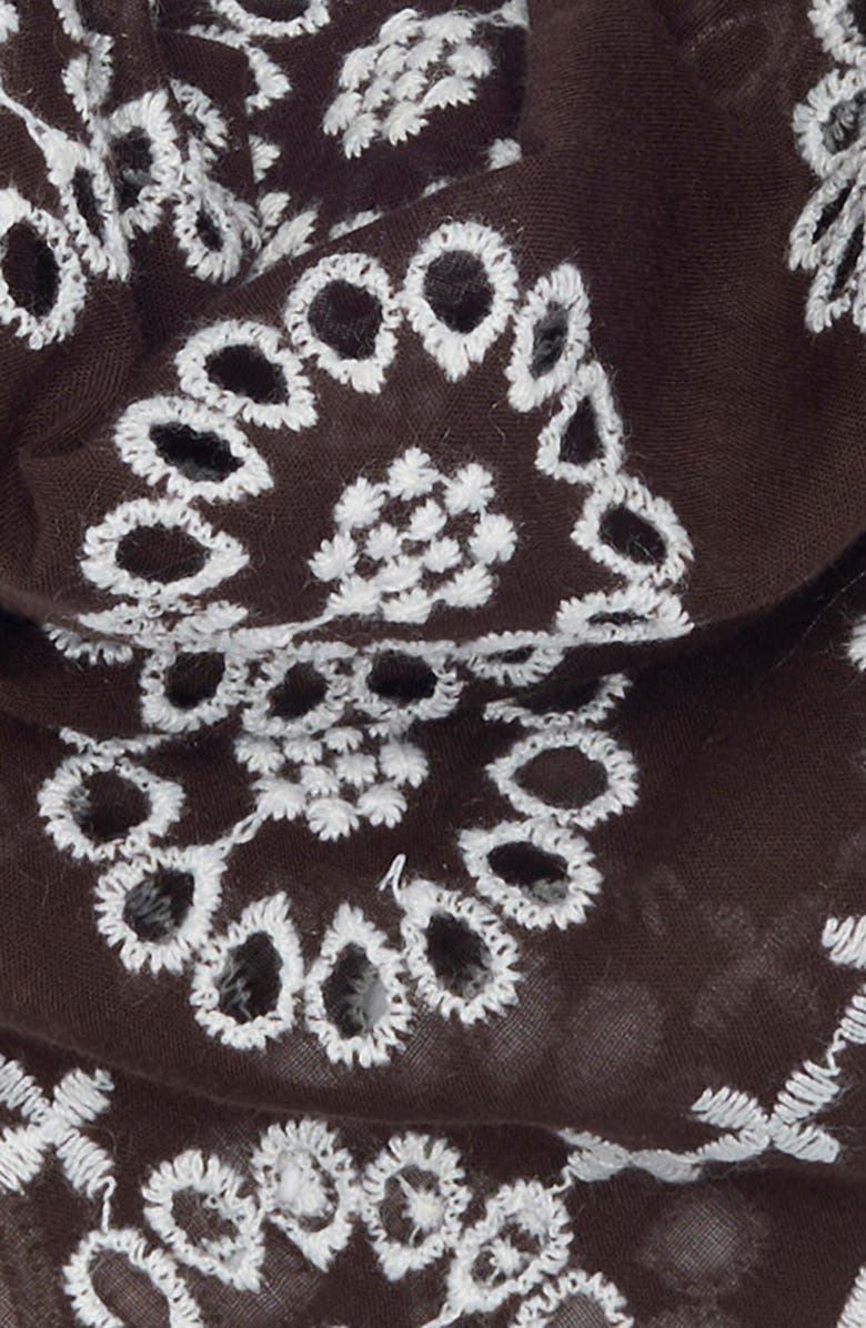 Madewell Embroidered Floral Eyelet Organic Cotton Bandana, Alternate, color, Dark Brown