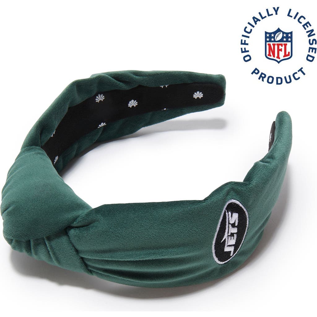 Lele Sadoughi New York Jets Embroidered Knotted Headband In Gold
