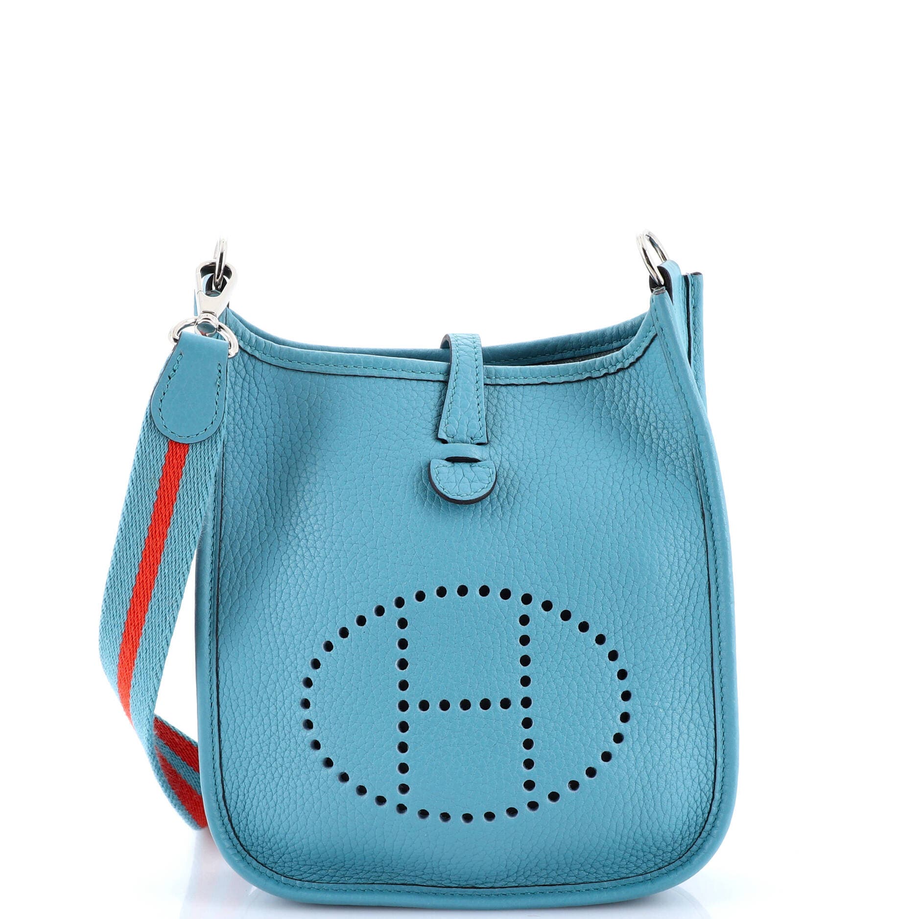 Pre-Owned Hermes Evelyne Bag Gen III Clemence TPM, Main, color, Bleu Saint-Cyr