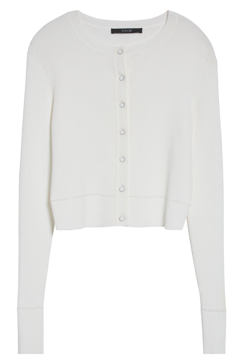 Zoe Crop Fitted Cardigan, Alternate, color, OPTIC