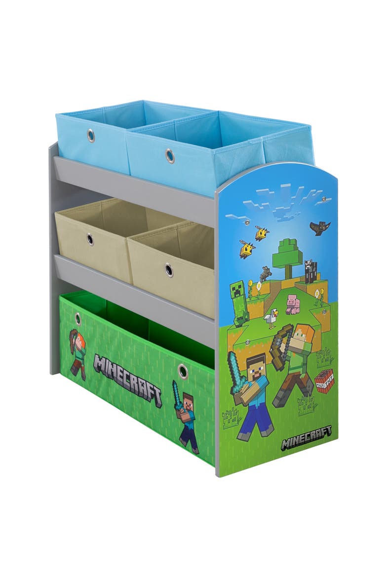 Play Shelf With Fabric Storage Boxes Gamethemed Organizer, Alternate, color, Multicolored