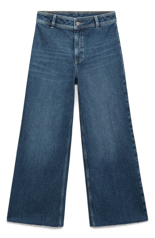 Mango Catherin Frayed High Waist Wide Leg Culotte Jeans In Multi
