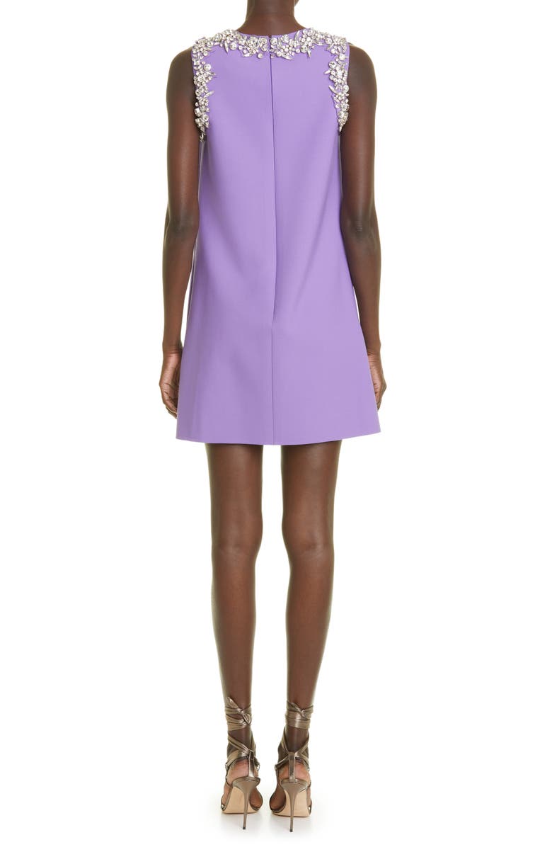 Oscar de la Renta Crystal Embellished Stretch Wool Blend Minidress, Alternate, color,