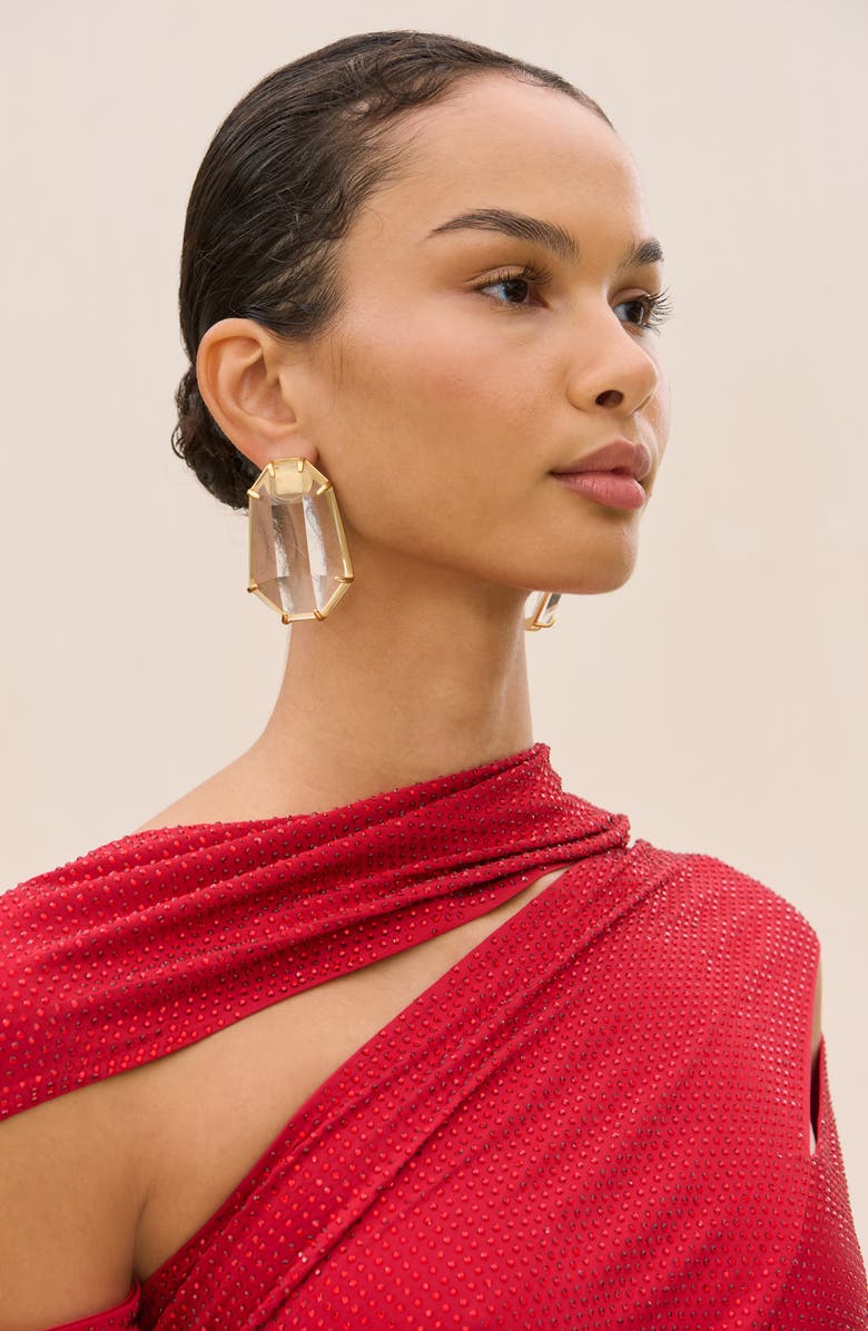 Cult Gaia Elsa Geometric Earrings, Alternate, color, Clear/ Brass