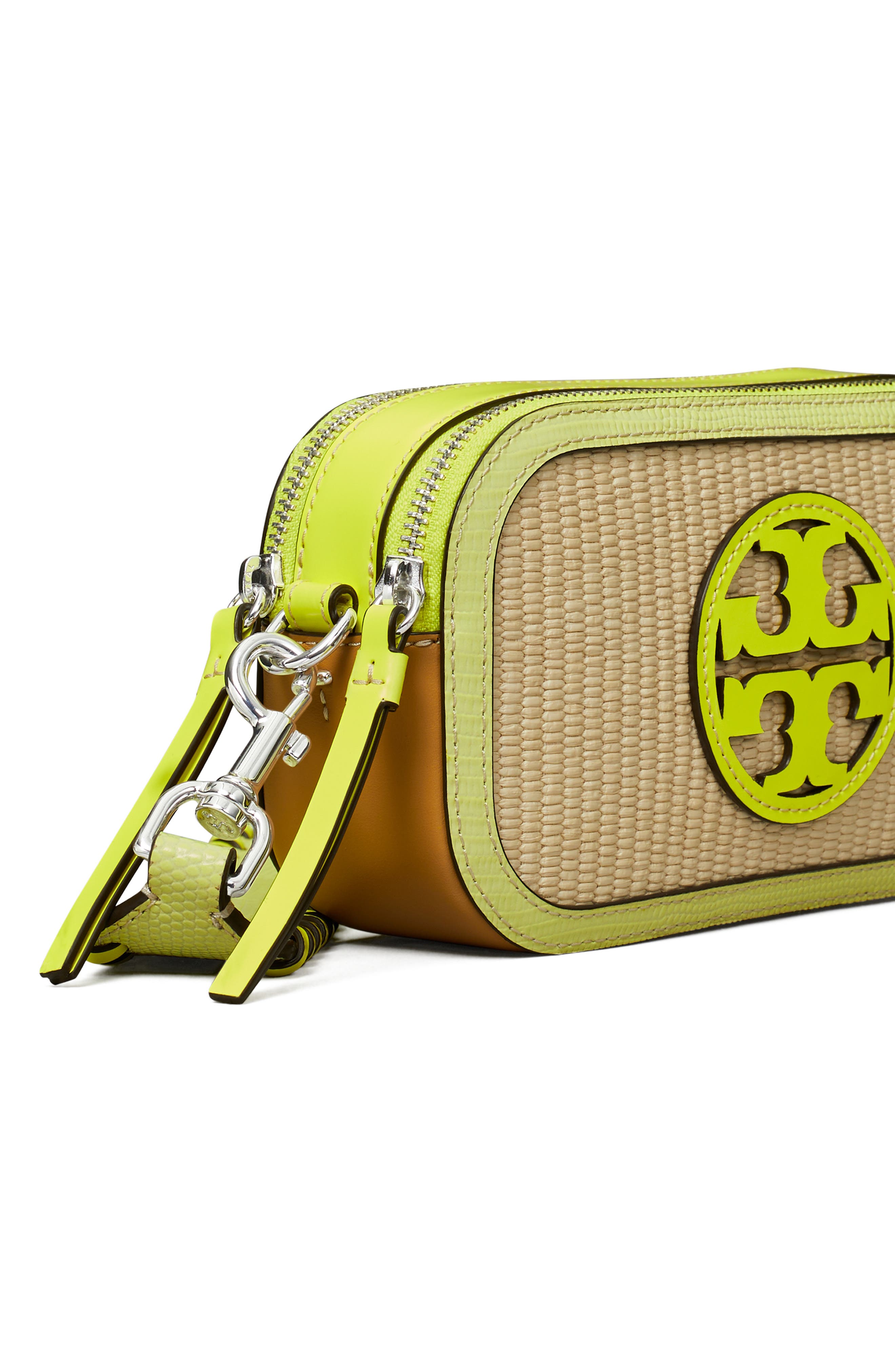 Tory Burch Mini Miller Raffia Crossbody Bag, Alternate, color, 