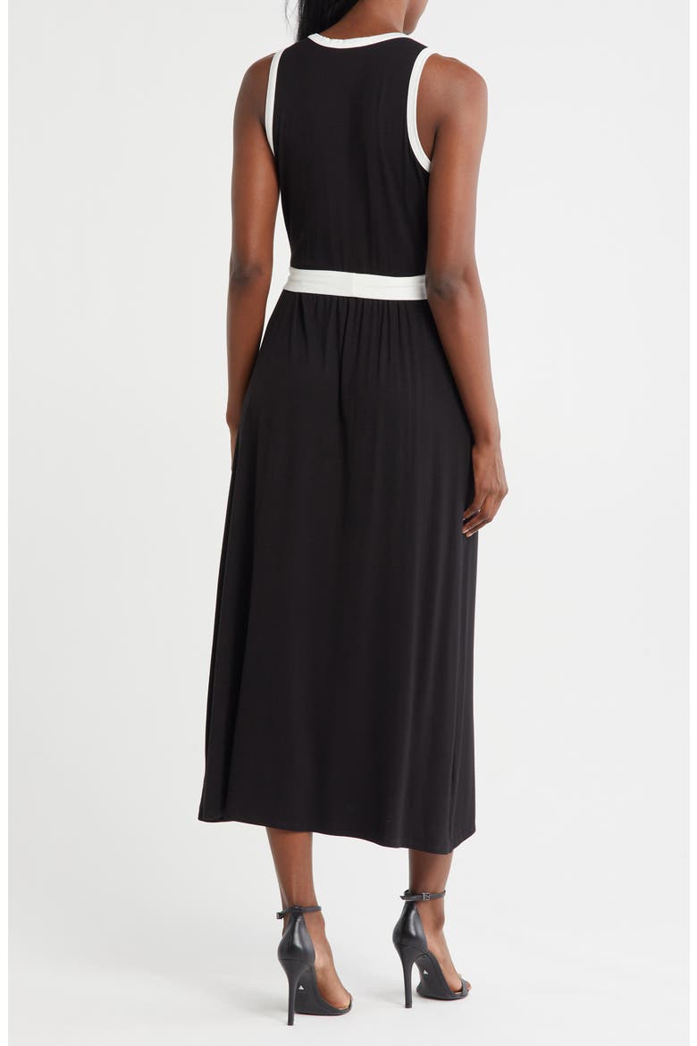 Faux Wrap Midi Dress, Alternate, color, BLACK