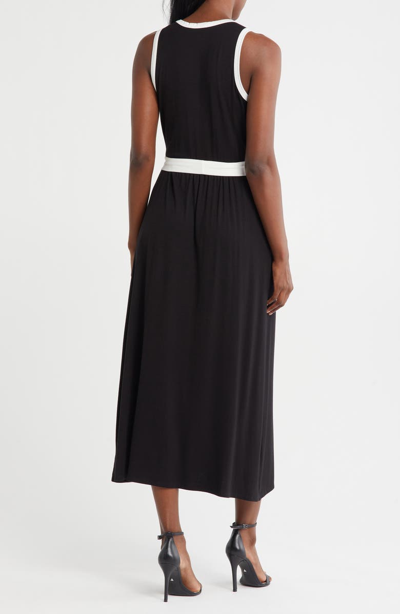 Loveappella Faux Wrap Midi Dress, Alternate, color, Black