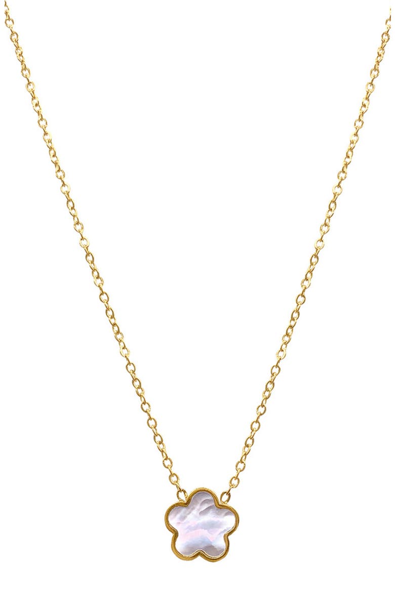 14K Yellow Gold Plated Clover Pendant Necklace, Main, color, WHITE