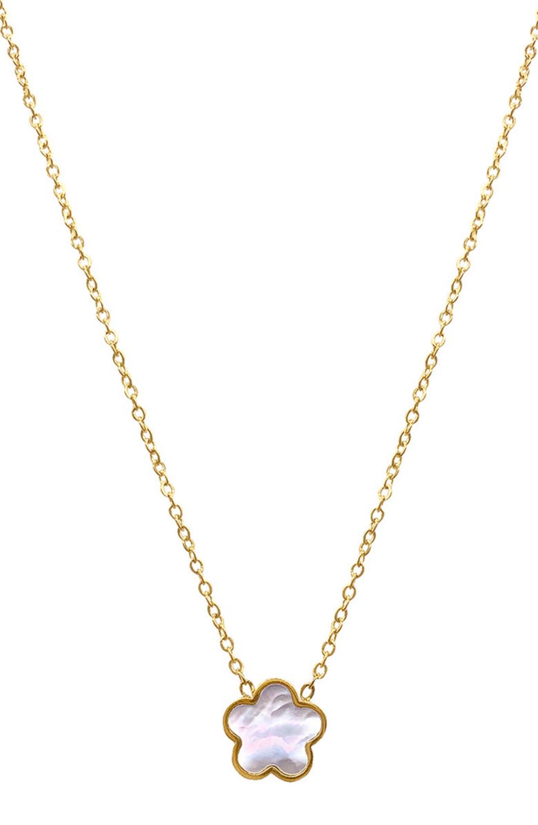 Adornia 14K Yellow Gold Plated Clover Pendant Necklace, Main, color, White