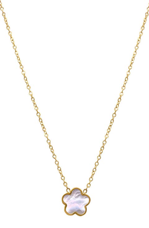 14K Yellow Gold Plated Clover Pendant Necklace