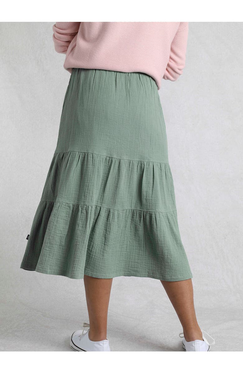 Weird Fish Lathika Tiered Midi Cotton Skirt, Alternate, color, Army Green