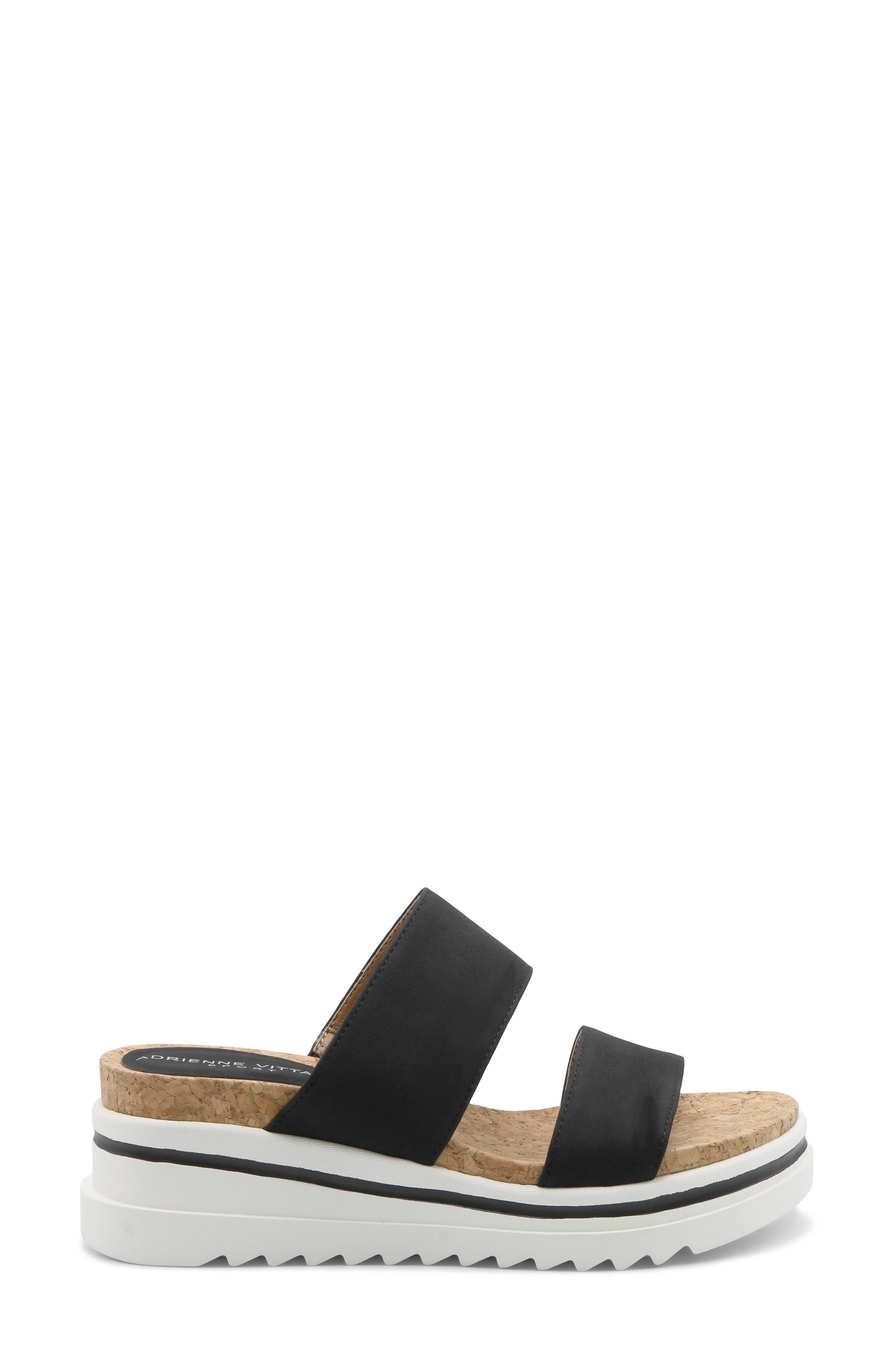 Adrienne Vittadini Cara 3 Wedge Slide Sandal, Alternate, color, Black Mesh
