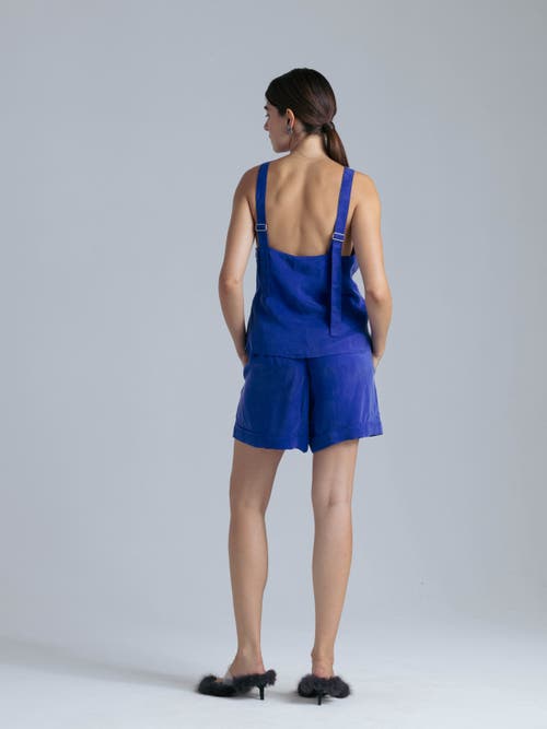 Alas High Waisted Cupro Shorts In Blue