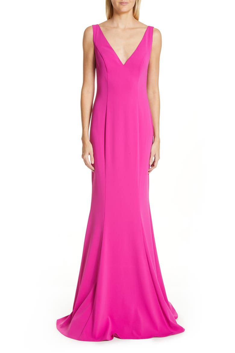 Badgley Mischka Odessa Trumpet Gown, Main, color, MAGENTA
