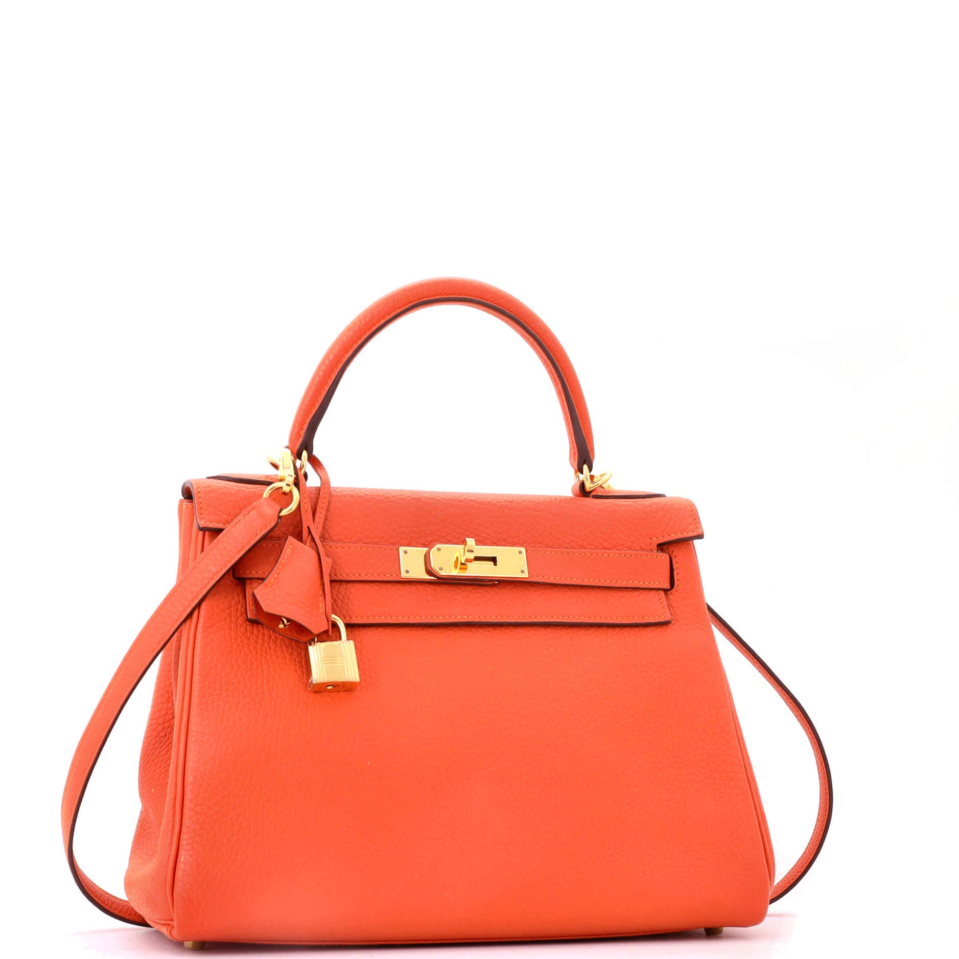 Kelly Handbag Orange Clemence with Gold Hardware 28, Alternate, color, Feu