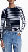 Desigual Mixed Stripe Long Sleeve Rib T-Shirt