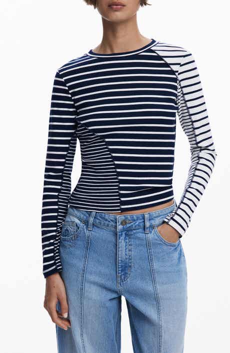 Desigual Mixed Stripe Long Sleeve Rib T-Shirt