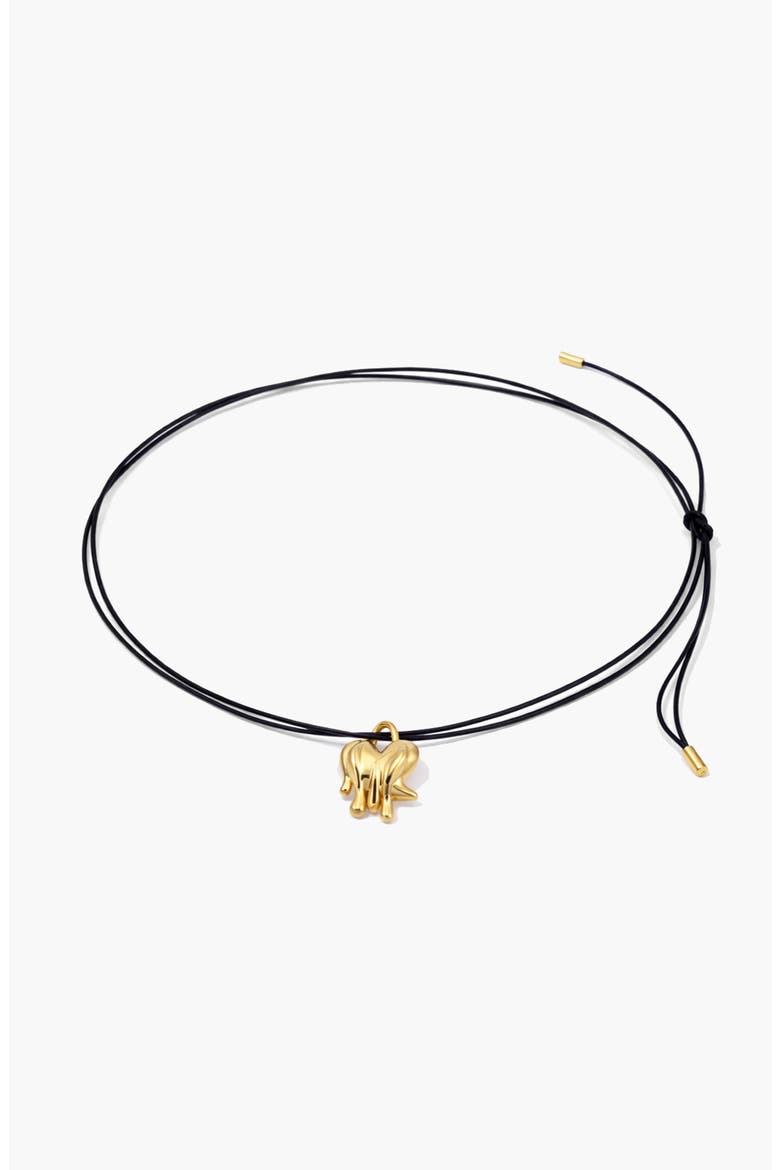 Loff Mini Cord Necklace in Gold and Black, Alternate, color, Gold / Black
