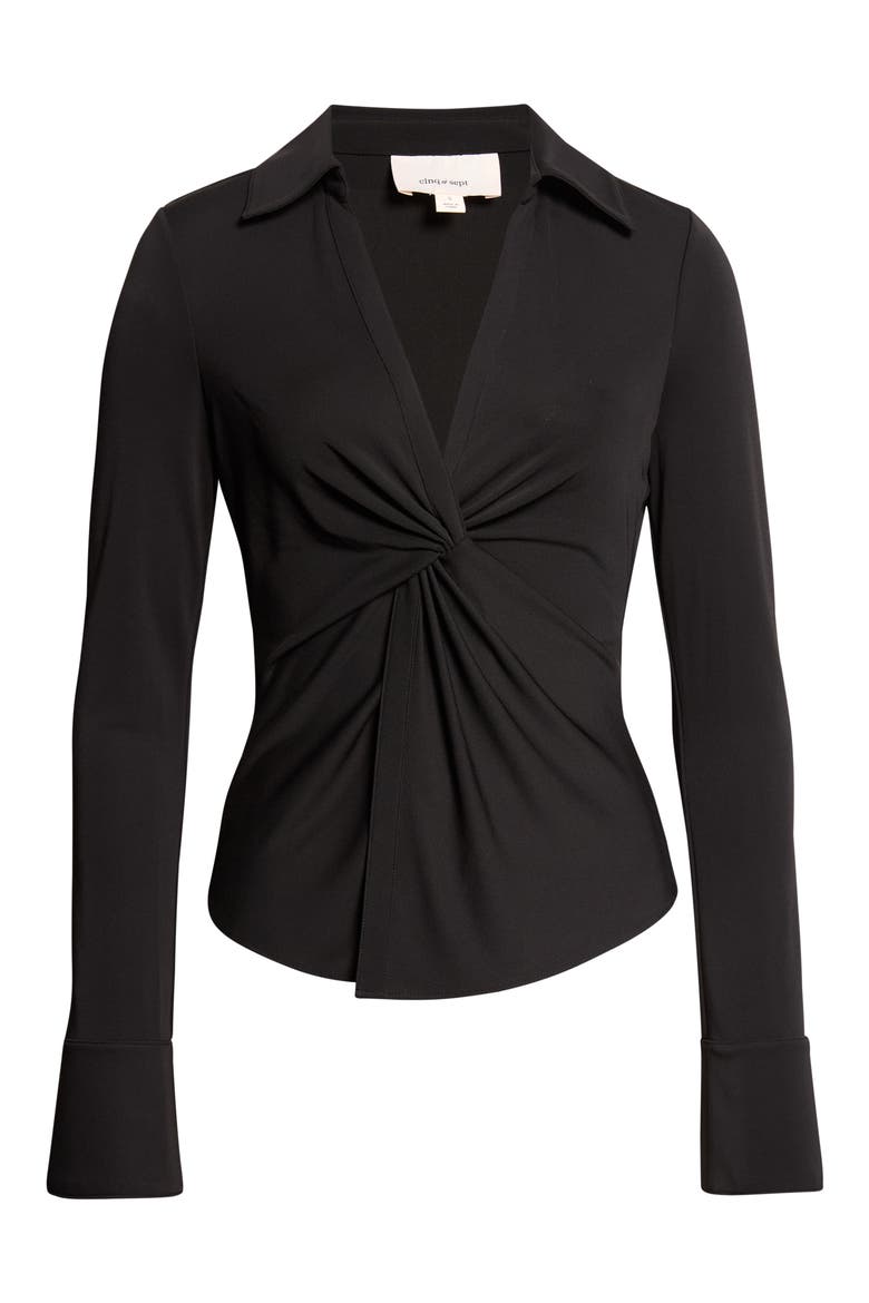 McKenna Twist Front Jersey Shirt, Alternate, color, BLACK