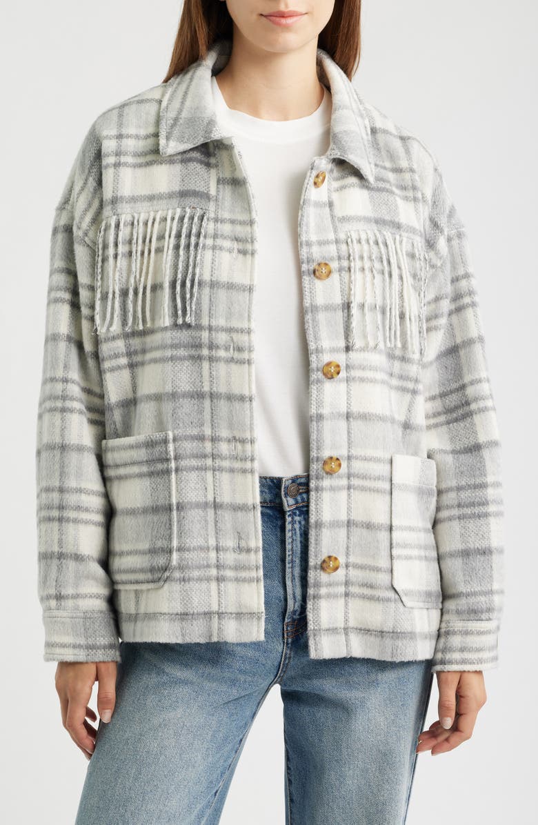 Thread & Supply Fringe Plaid Shacket, Main, color,