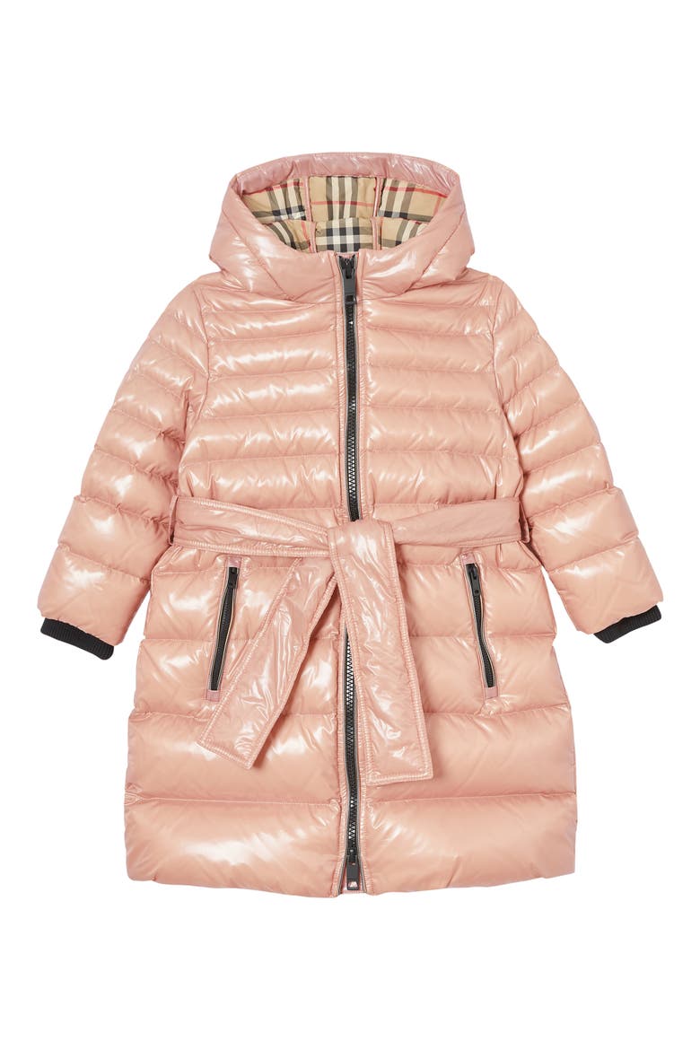 Sharona Belted Hooded Down Puffer Coat, Main, color, LAVENDER/ PINK
