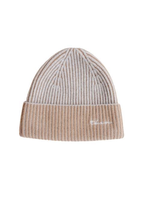 Cashmere & Merino Ribbed Two-Tone Beanie