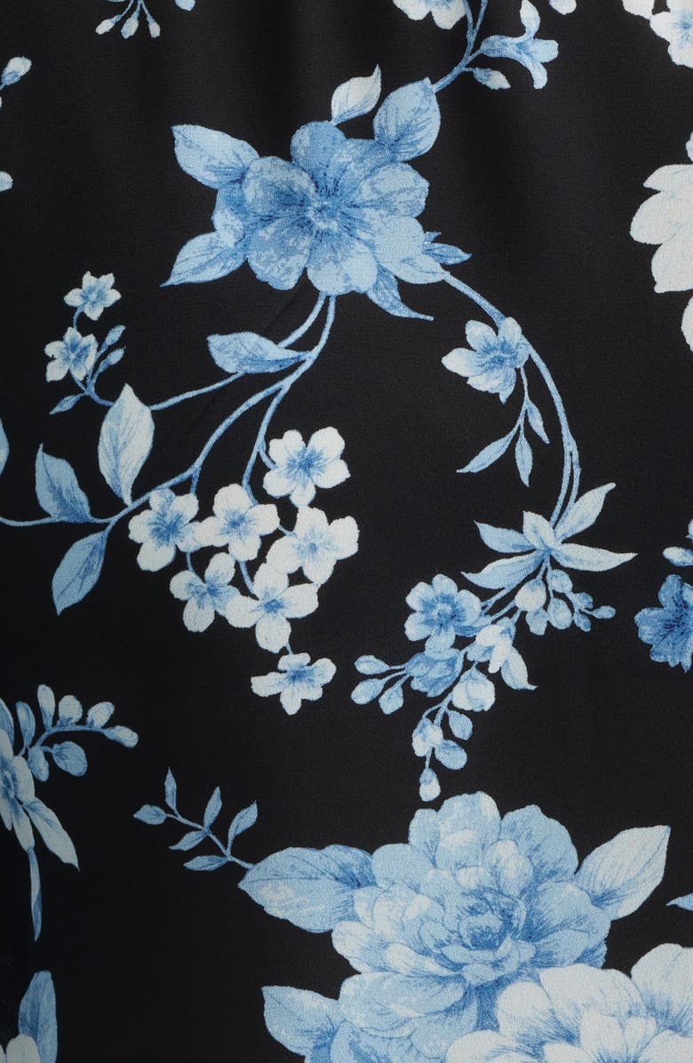 Anne Klein Floral Flutter Sleeve T-Shirt, Alternate, color, Anne Black Multi