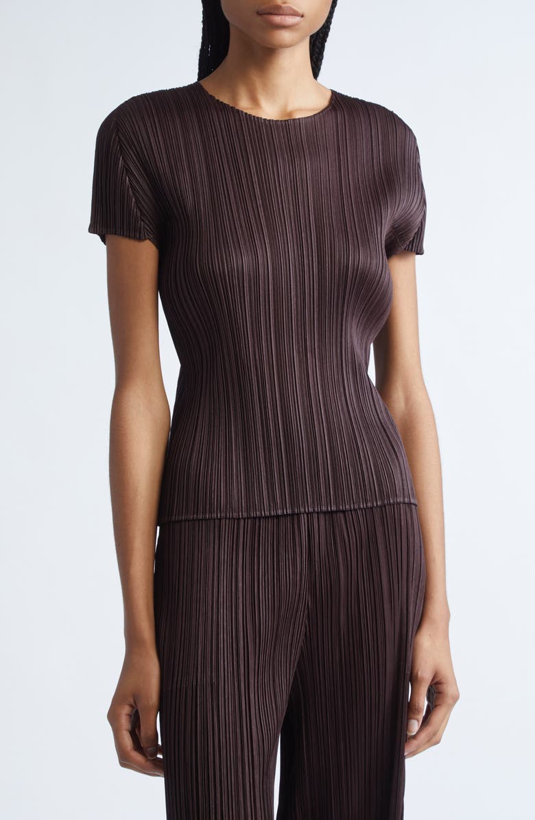 Pleats Please Issey Miyake Monthly Colors July Pleated Top, Main, color, Dark Brown
