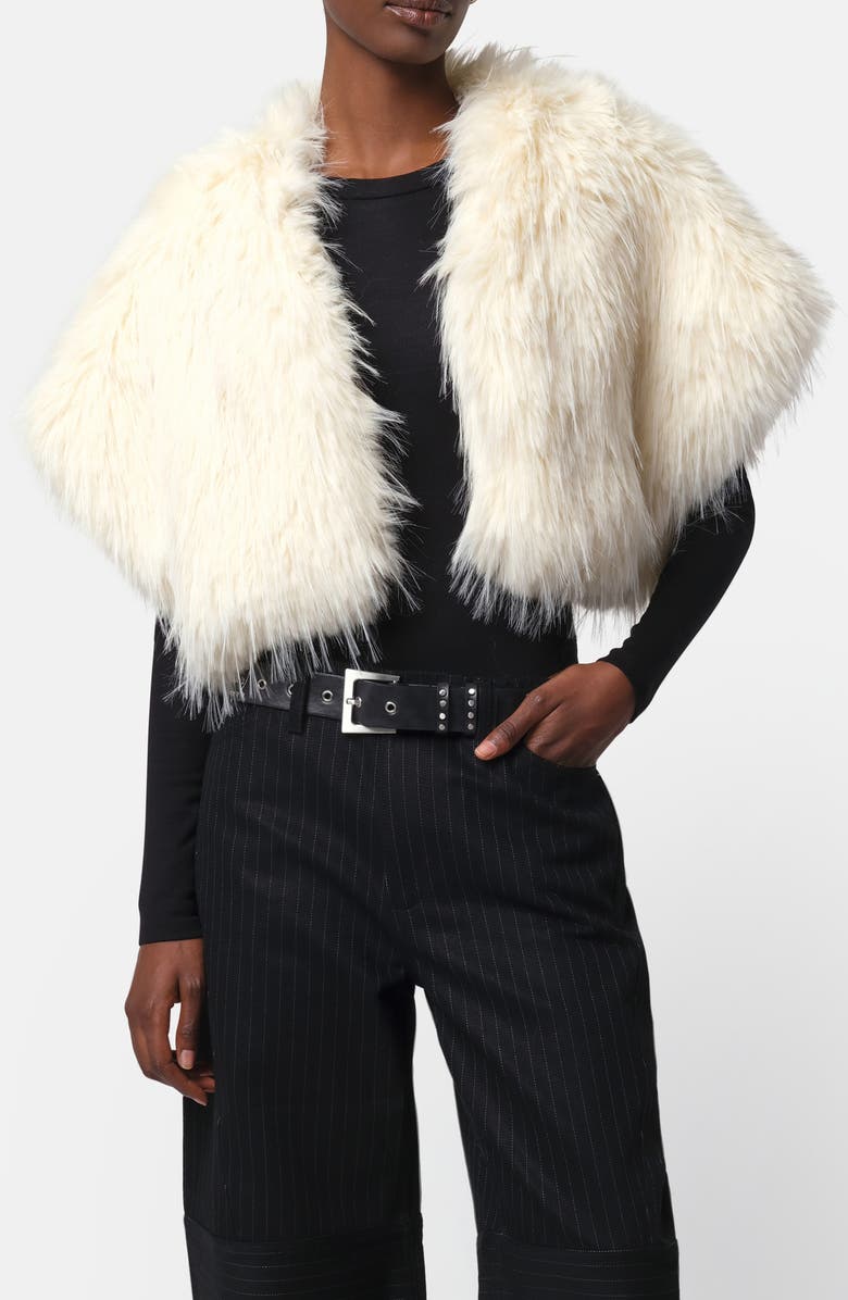 Apparis Devin Faux Fur Shrug, Main, color, Ivory