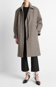 Vince Plaid Wool Blend Coat