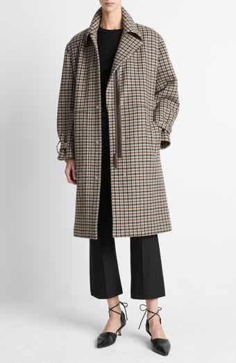 Vince Plaid Wool Blend Coat