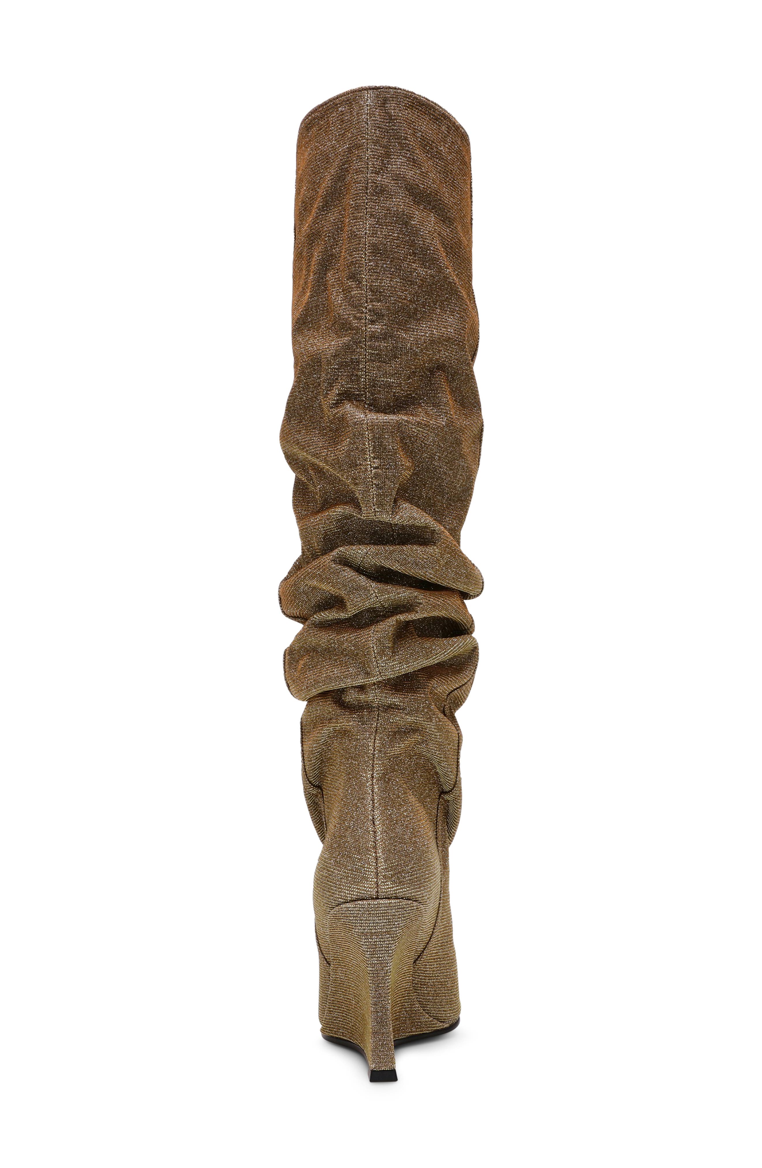 Distortion Knee High Boot, Alternate, color, GOLD GLITTER