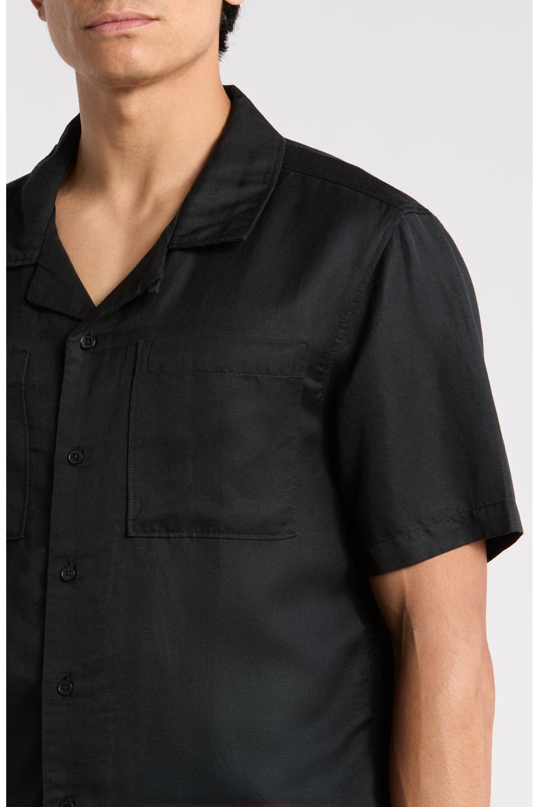 Marco Solid Camp Shirt, Alternate, color, TRUE BLACK