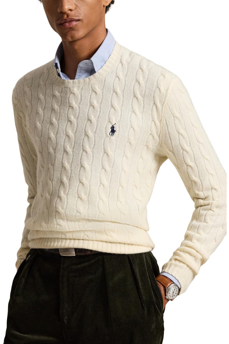 Wool & Cashmere Cable Knit Sweater, Main, color, CREAM